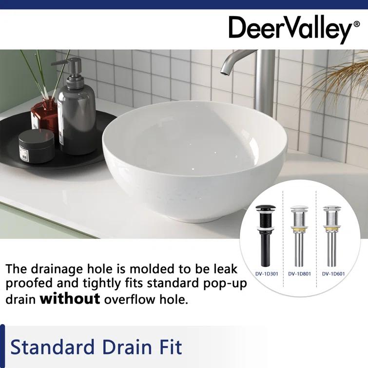 DeerValley Symmetry 13" x 13'' Circular/Round Vitreous Vessel Bathroom Sink