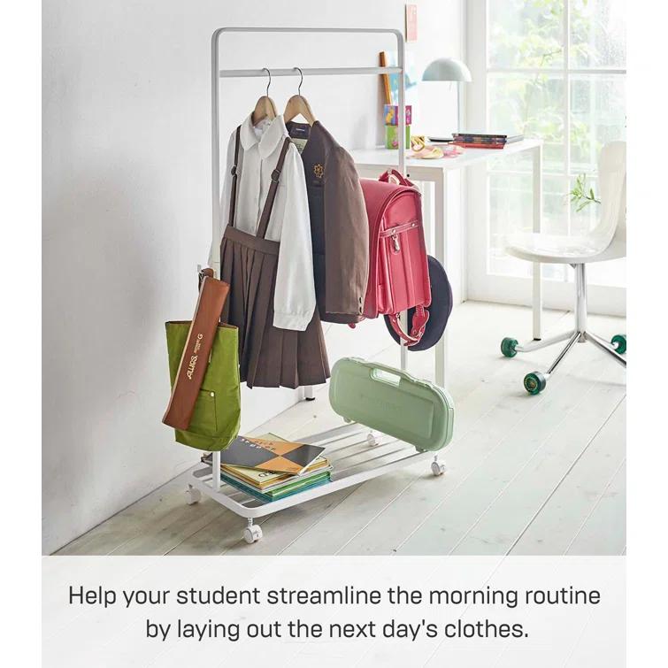 Yamazaki Home Kids Clothes Rack, Steel, Wheels