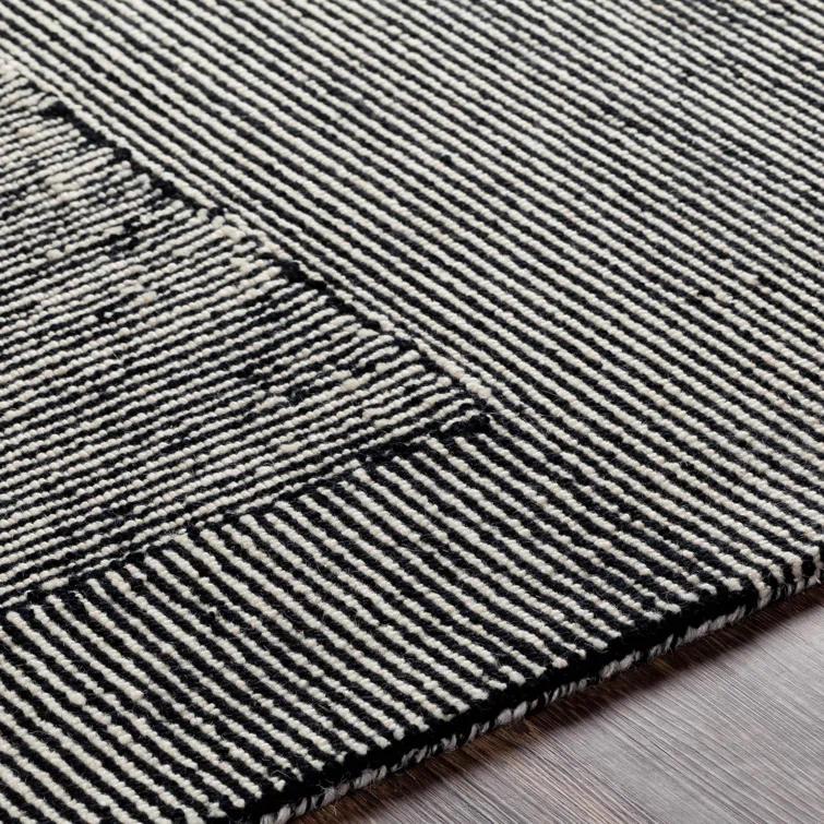 Uptown Geometric Hand Tufted Wool Area Rug in Beige/Black