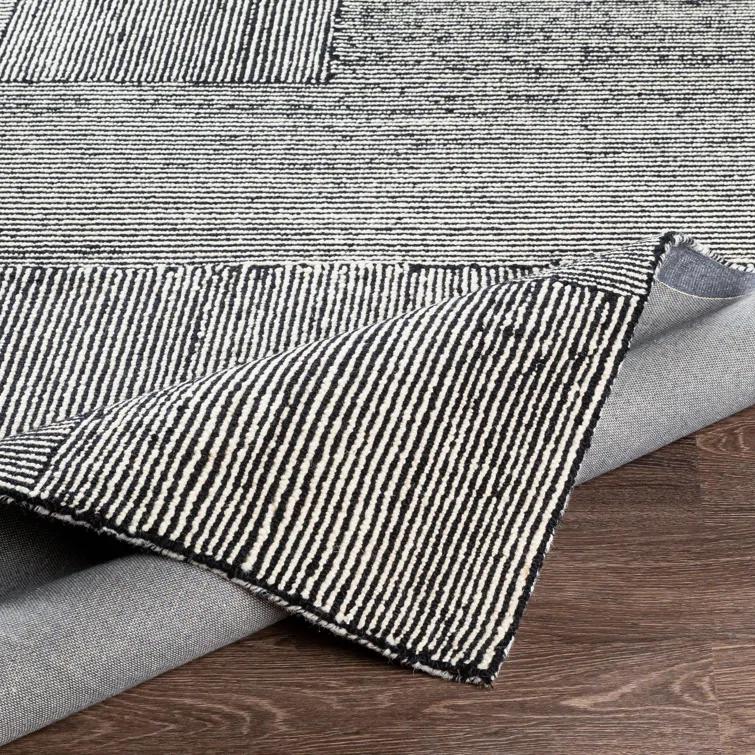 Uptown Geometric Hand Tufted Wool Area Rug in Beige/Black