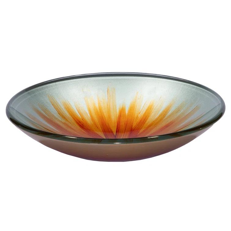 Eden Bath 18'' Orange Tempered Glass Circular Bathroom Sink