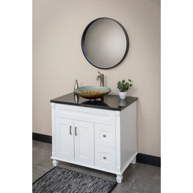 Eden Bath 18'' Orange Tempered Glass Circular Bathroom Sink