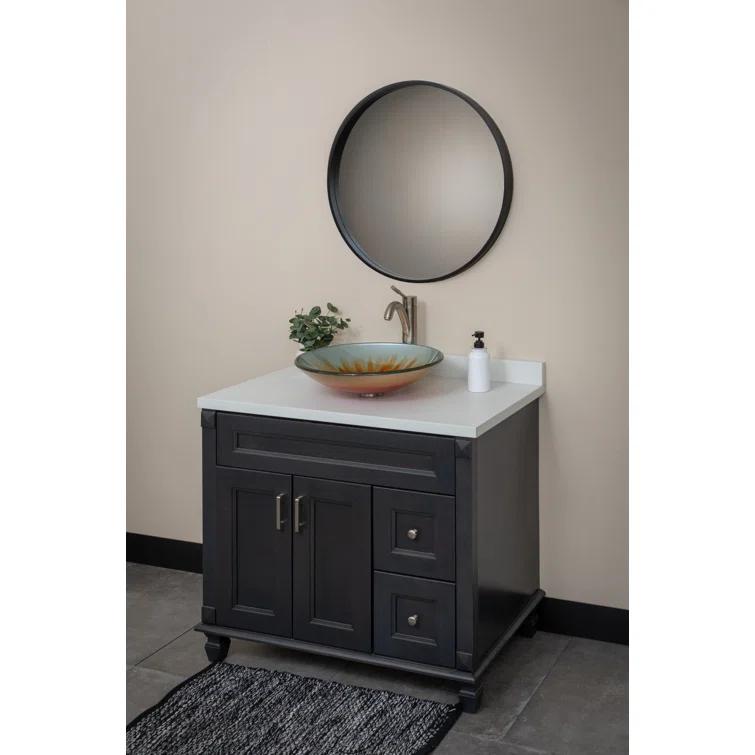 Eden Bath 18'' Orange Tempered Glass Circular Bathroom Sink