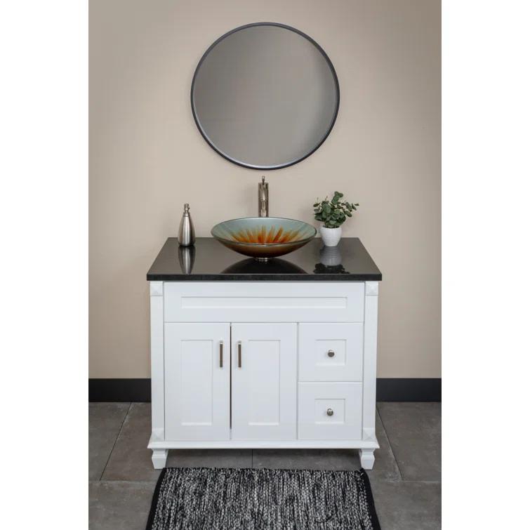 Eden Bath 18'' Orange Tempered Glass Circular Bathroom Sink