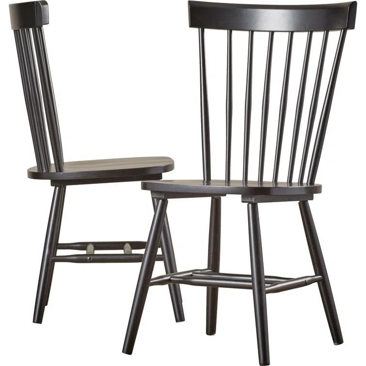 Transitional Black Oak Windsor Side Chair Set of 2