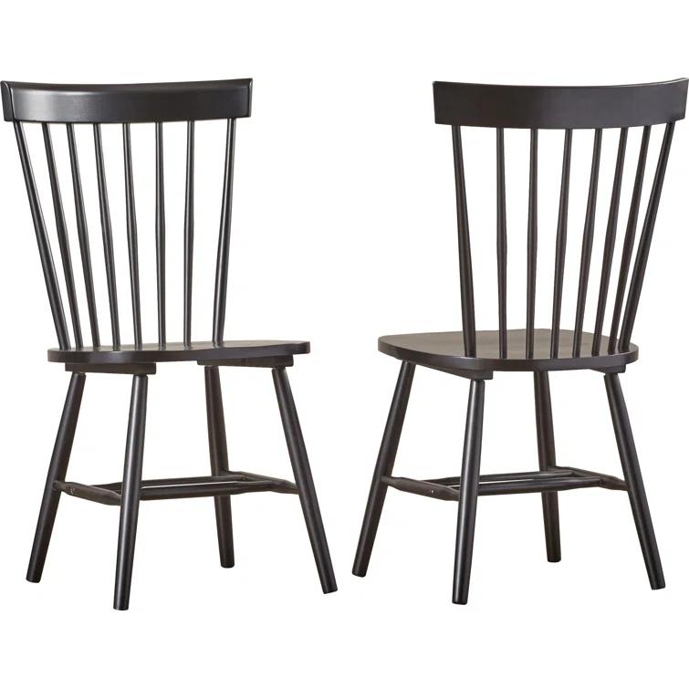 Transitional Black Oak Windsor Side Chair Set of 2