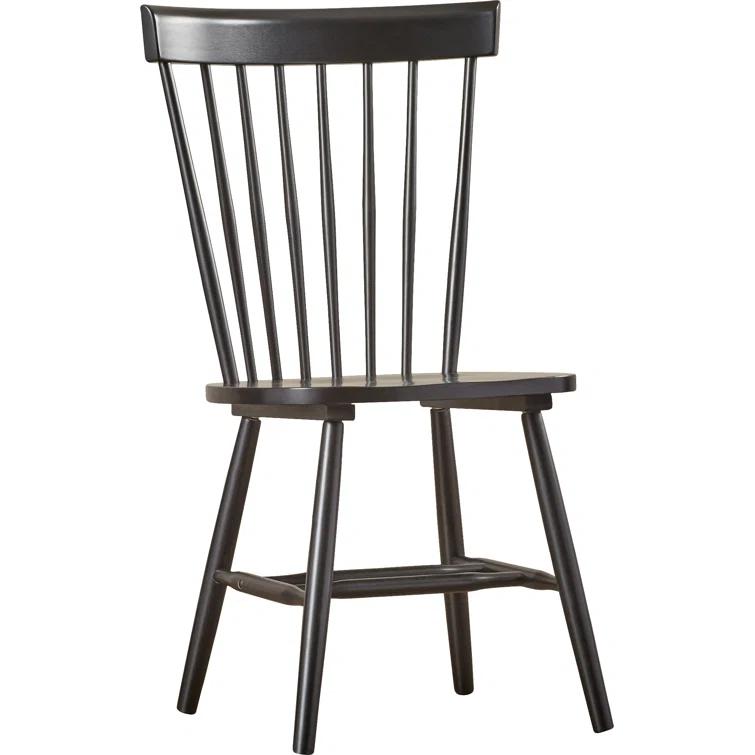 Transitional Black Oak Windsor Side Chair Set of 2