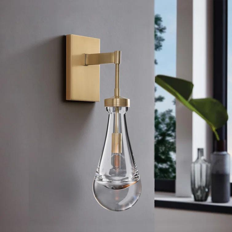 17 Stories Raindrop Thick Crystal Arm Wall Sconce (Set of 2)