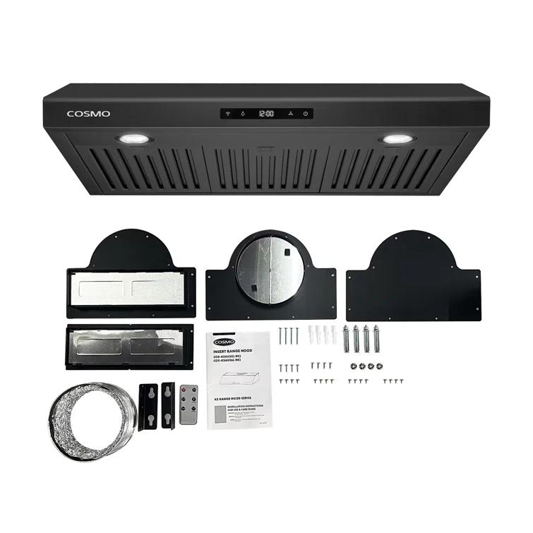 Cosmo 30 in. Haven Collection Ducted Under Cabinet Range Hood, Touch Controls, LED Lights, Permanent Filters in Matte Black