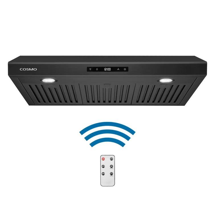 Cosmo 30 in. Haven Collection Ducted Under Cabinet Range Hood, Touch Controls, LED Lights, Permanent Filters in Matte Black