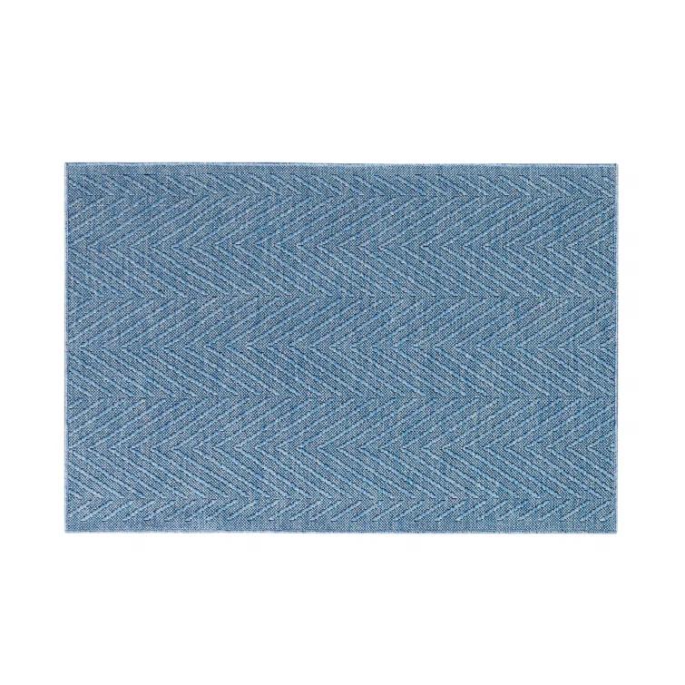 TOWN & COUNTRY BASICS Pax Herringbone Textured Solid Machine Washable Area Rug Blue