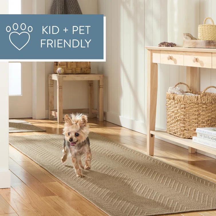 TOWN & COUNTRY BASICS Pax Herringbone Textured Solid Machine Washable Area Rug Brown