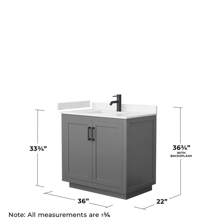Wyndham Collection Miranda 36" Freestanding Single Bathroom Vanity with Cultured Marble Top