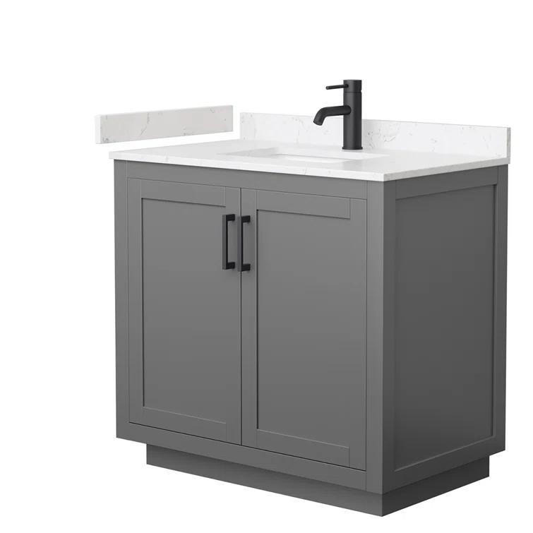 Wyndham Collection Miranda 36" Freestanding Single Bathroom Vanity with Cultured Marble Top