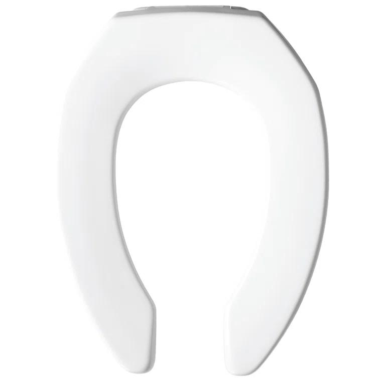 Commercial Heavy Duty Open Front Toilet Seat, Slow Close, Never Loosens, ELONGATED, Plastic, White