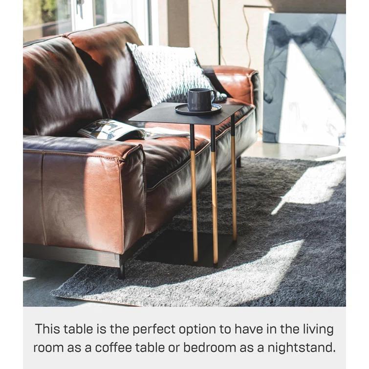 Plain Yamazaki Home Steel + Wood Sofa C Table End Table Coffee Tray, Bedside Or Living Room