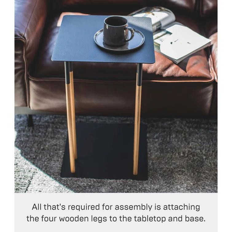 Plain Yamazaki Home Steel + Wood Sofa C Table End Table Coffee Tray, Bedside Or Living Room