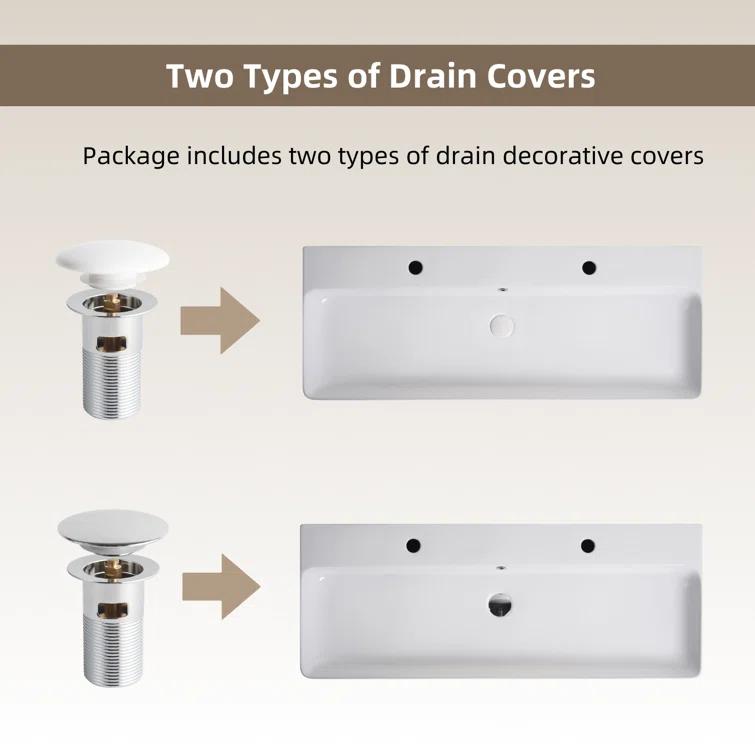 Los Flexi Los Flexi 43" x 16" Extra Large Trough Sink, Dual Faucet Holes, Wall-Mount Install, Pop-Up Drain WFLFBSTM04-01