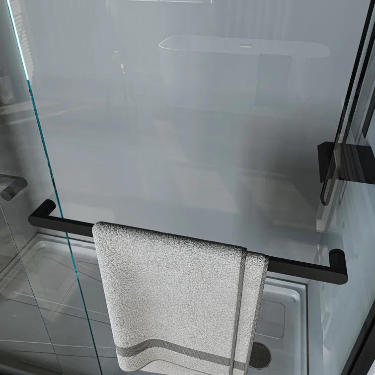 60'' - W x 72'' H Door Semi-Frameless Shower Door with Two Handles