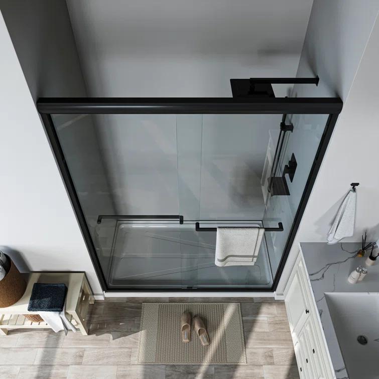 60'' - W x 72'' H Door Semi-Frameless Shower Door with Two Handles
