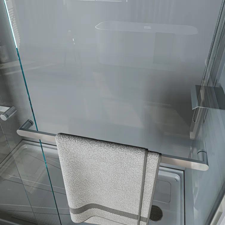 56"-60" W x 72" H Double Sliding Semi-frameless Shower Door with Two Handles