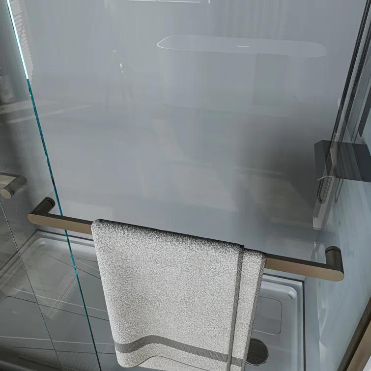 Waterpar WP1186072ORB 56''-60'' W x 72'' H Door Semi-Frameless Shower Door with Two Handles and Clear Glass