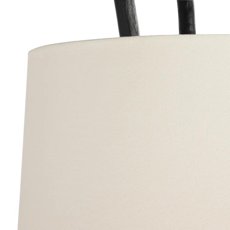 Bronze Tripod Floor Lamp with Off-White Cotton Shade