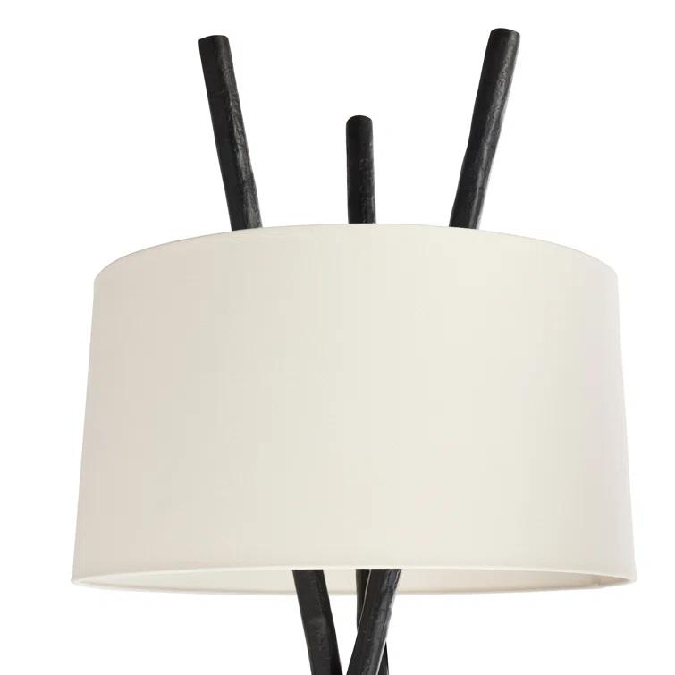 Bronze Tripod Floor Lamp with Off-White Cotton Shade