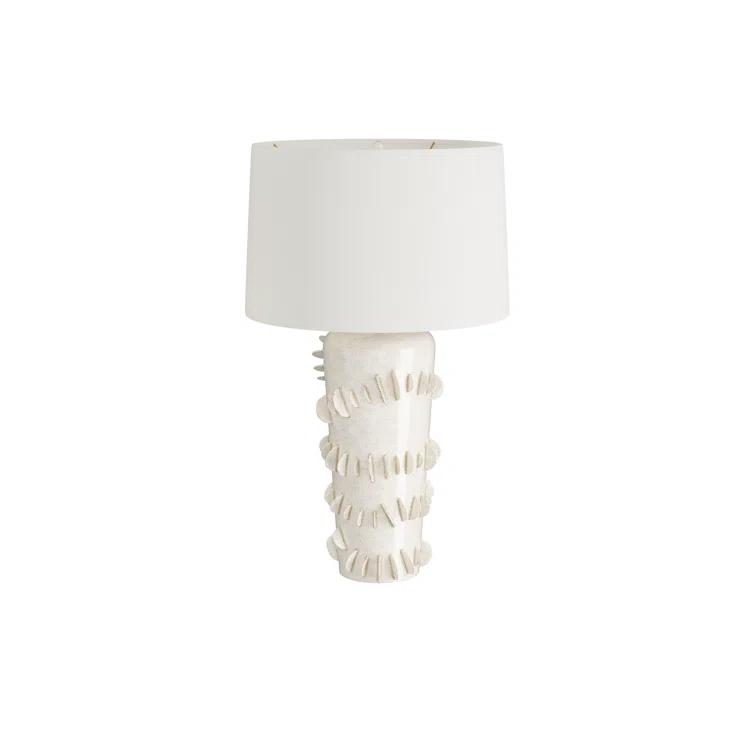 Ivory Ceramic Table Lamp with White Shade, 31 inches