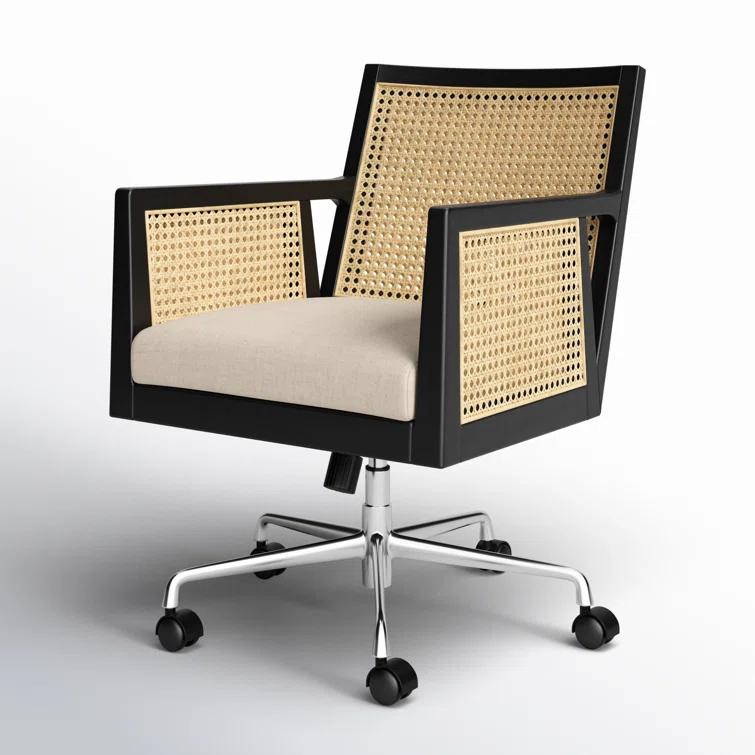Lisbon Cane Swivel Desk Armchair