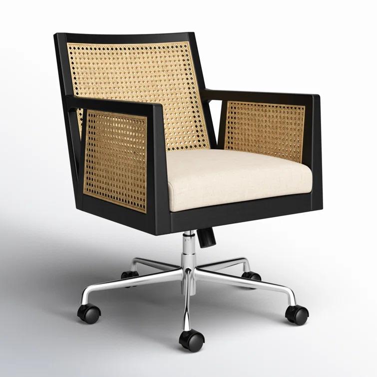 Lisbon Cane Swivel Desk Armchair
