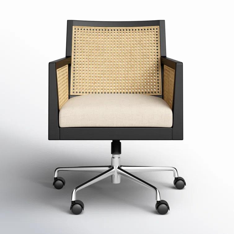 Lisbon Cane Swivel Desk Armchair