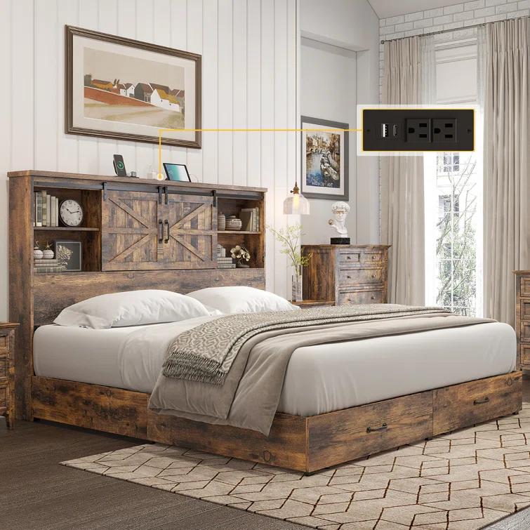 Trent Austin Design® Tryston Sherell Wooden Bookcase Full Bed Frame, Rustic Brown