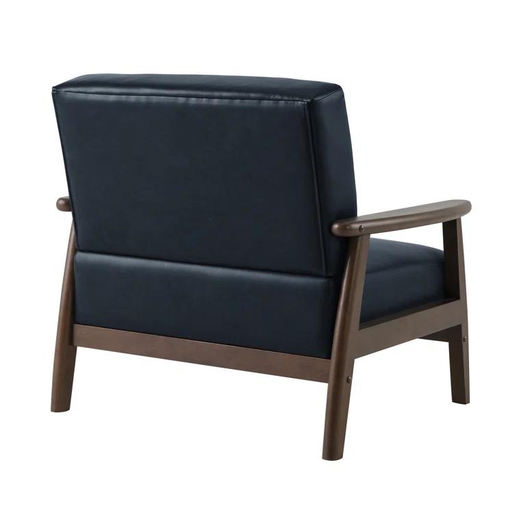 36.6" Modern Solid Wood Accent Chair Upholstered in Faux Leather