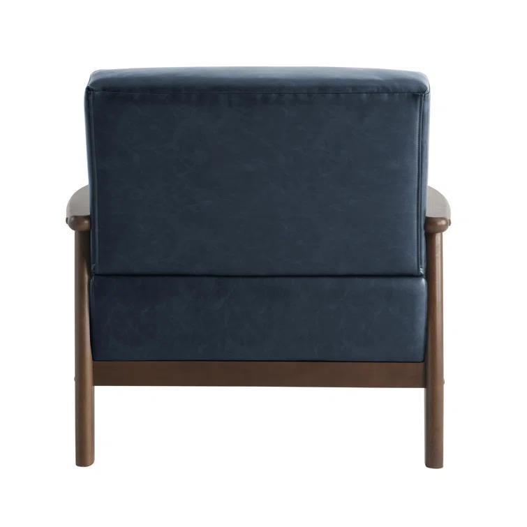 36.6" Modern Solid Wood Accent Chair Upholstered in Faux Leather
