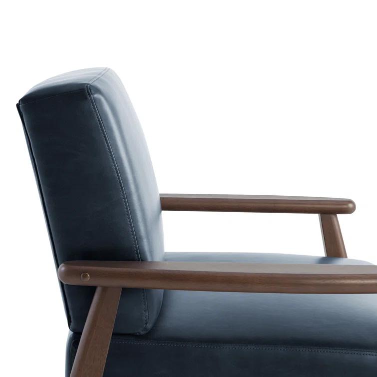36.6" Modern Solid Wood Accent Chair Upholstered in Faux Leather