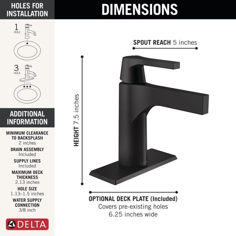 Zura Single Hole Bathroom Faucet with Drain Assembly