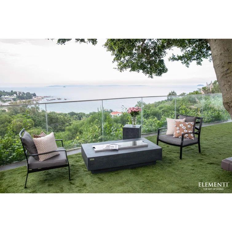 Gray Gas Free-Standing Fire Pit Table with Lava Rocks