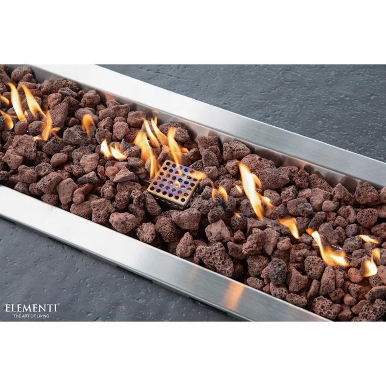Gray Gas Free-Standing Fire Pit Table with Lava Rocks