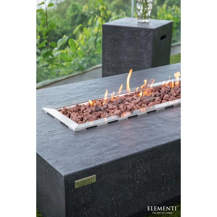 Gray Gas Free-Standing Fire Pit Table with Lava Rocks