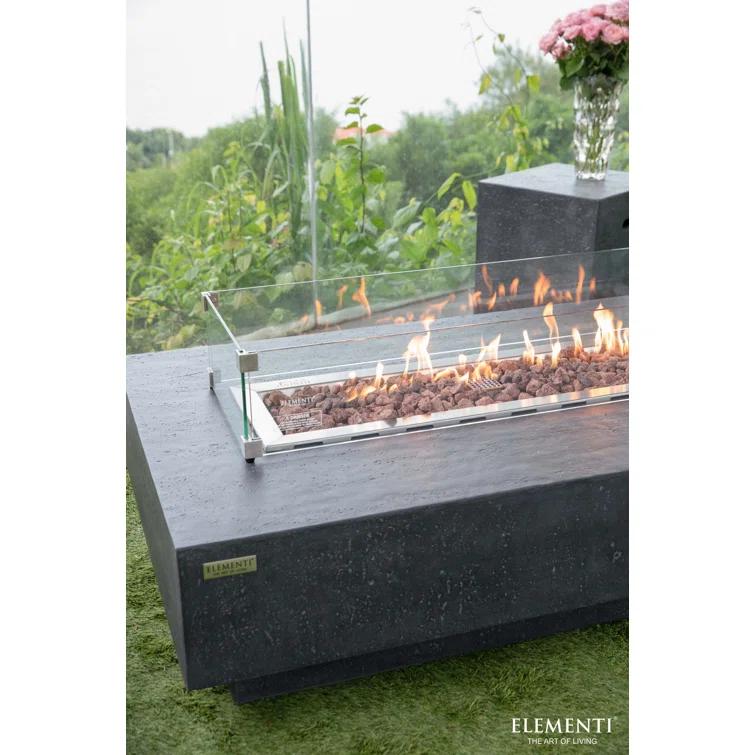 Gray Gas Free-Standing Fire Pit Table with Lava Rocks