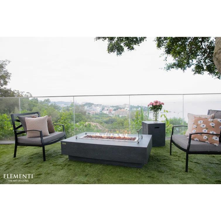 Gray Gas Free-Standing Fire Pit Table with Lava Rocks