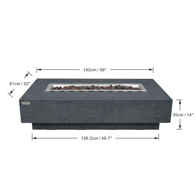 Gray Gas Free-Standing Fire Pit Table with Lava Rocks