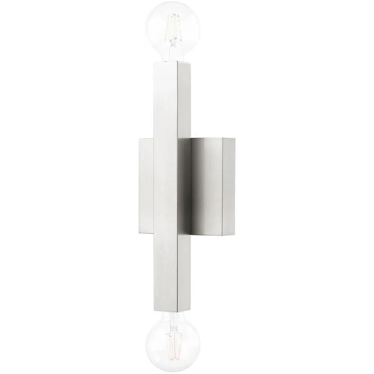2-Light Brushed Nickel ADA Wall Sconce: with Stainless Steel Base for Modern Lighting