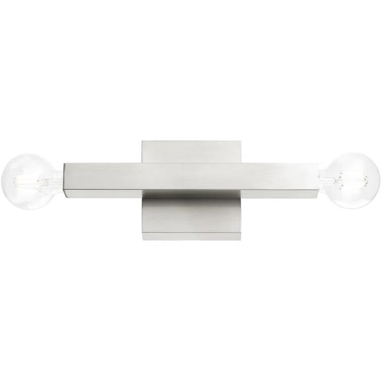 2-Light Brushed Nickel ADA Wall Sconce: with Stainless Steel Base for Modern Lighting