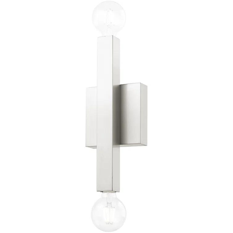 2-Light Brushed Nickel ADA Wall Sconce: with Stainless Steel Base for Modern Lighting
