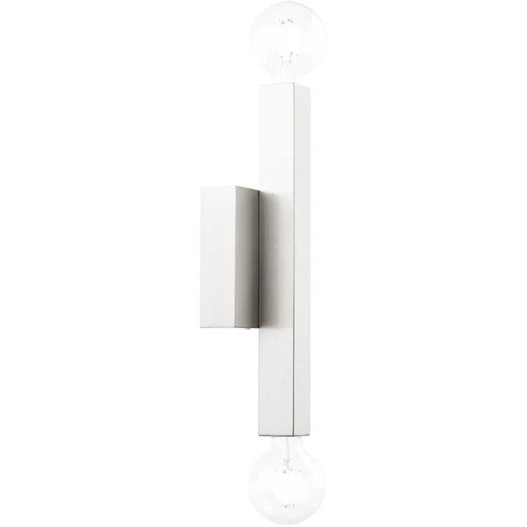 2-Light Brushed Nickel ADA Wall Sconce: with Stainless Steel Base for Modern Lighting