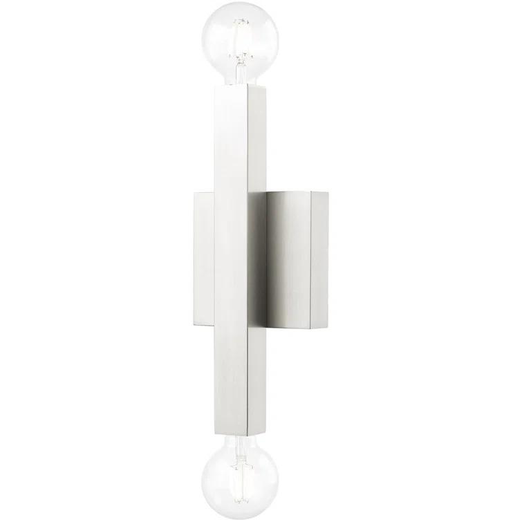 2-Light Brushed Nickel ADA Wall Sconce: with Stainless Steel Base for Modern Lighting