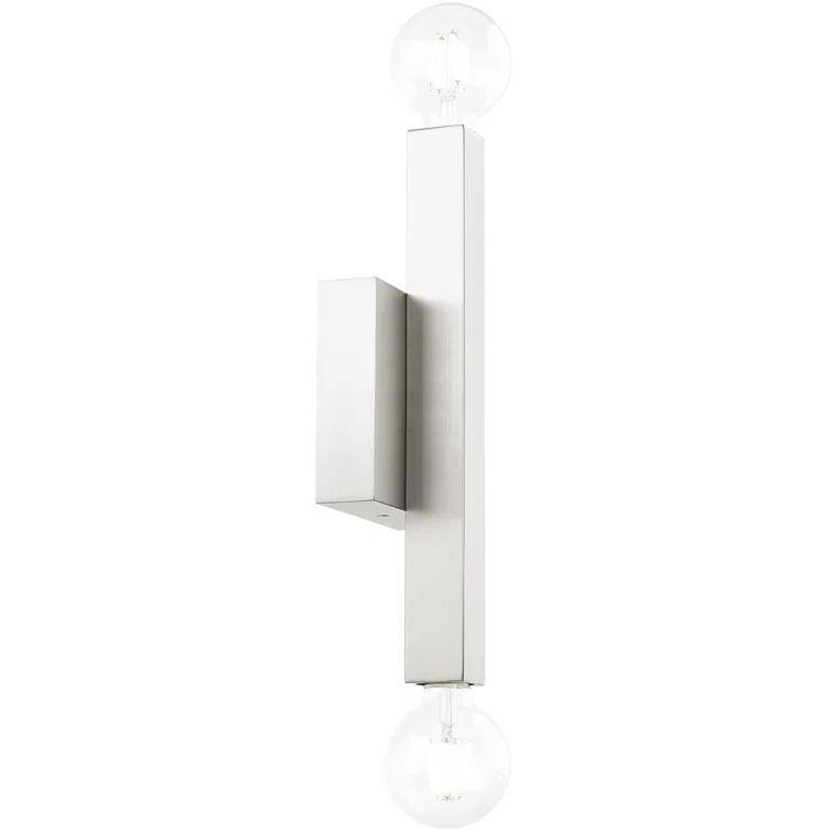 2-Light Brushed Nickel ADA Wall Sconce: with Stainless Steel Base for Modern Lighting