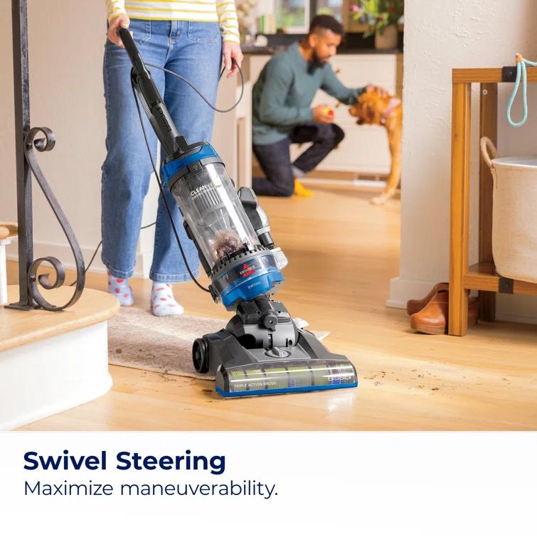 BISSELL CleanView Vacuum with Automatic Cord Rewind, TurboEraser Upholstery Tool, Triple Action Brush Roll Swivel Steering, Extension Wand, Easy-Empty Dirt Tank, Multi-Cyclonic Suction 3839